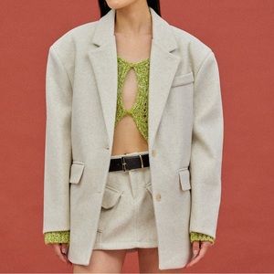 Structured Wool Blazer + skirt set Oat Melange
